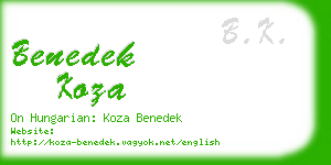 benedek koza business card